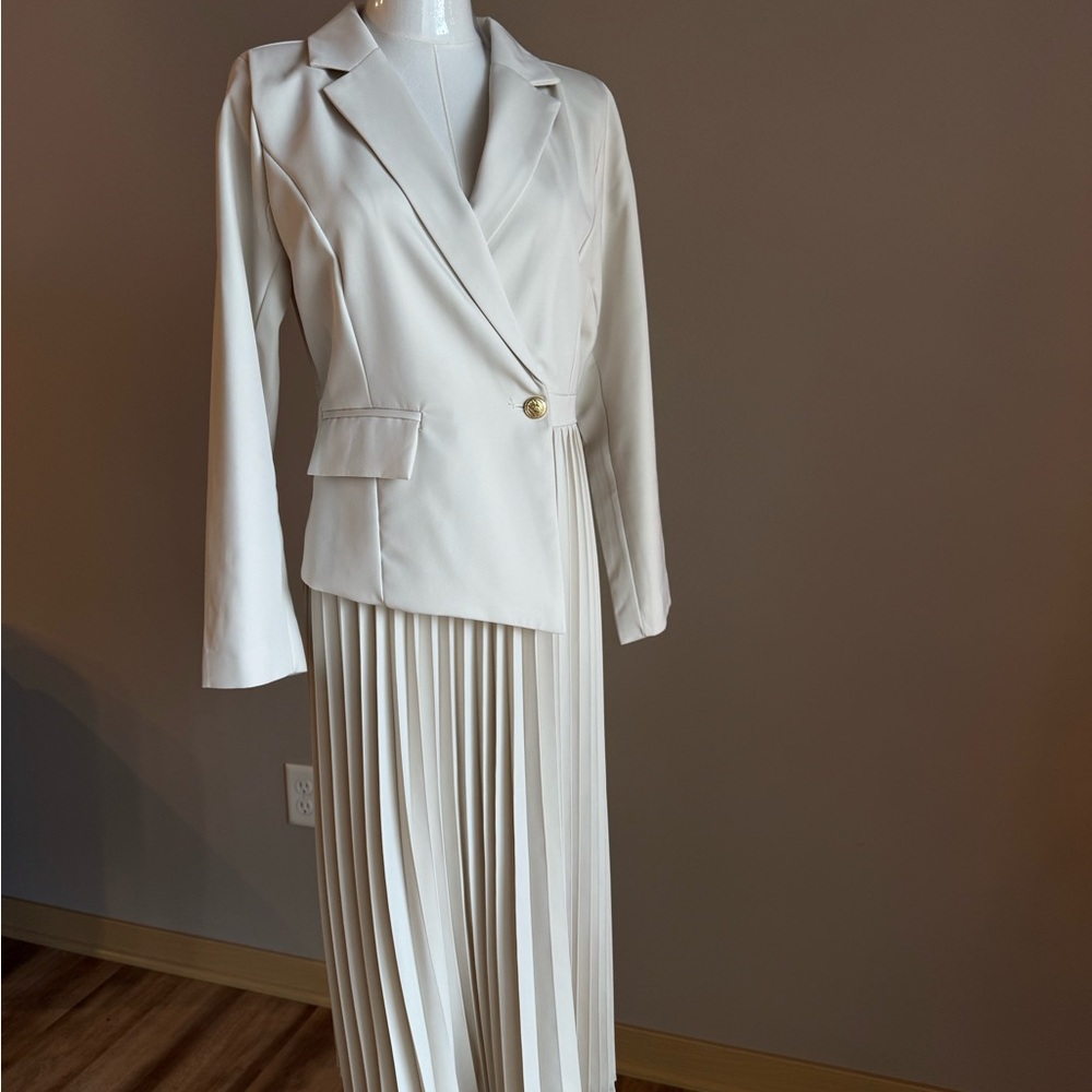 Elegant Cream Blazer Dress
